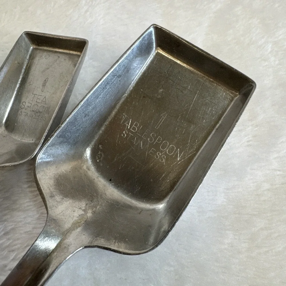 Ekco Flint Vintage Stainless‎ Steel Measuring Spoons Set of 4 USA Shovel Style